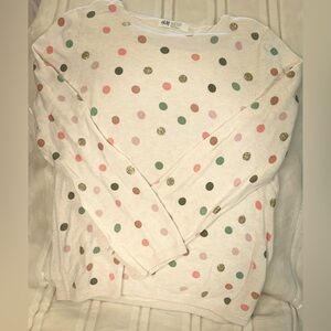 Girls H&M cream polka dot sweater